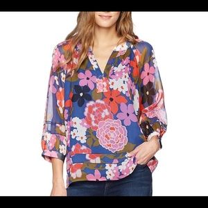 Silk printed chiffon top- Trina Turk